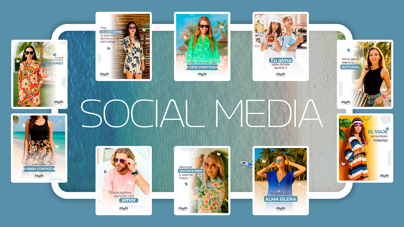 Proyecto de contenido social media para marca Palmare con diseño para redes sociales