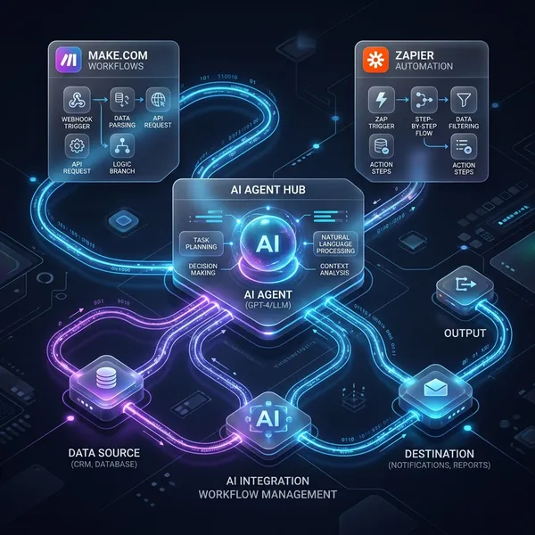 Representación visual de automatización e inteligencia artificial aplicada a procesos