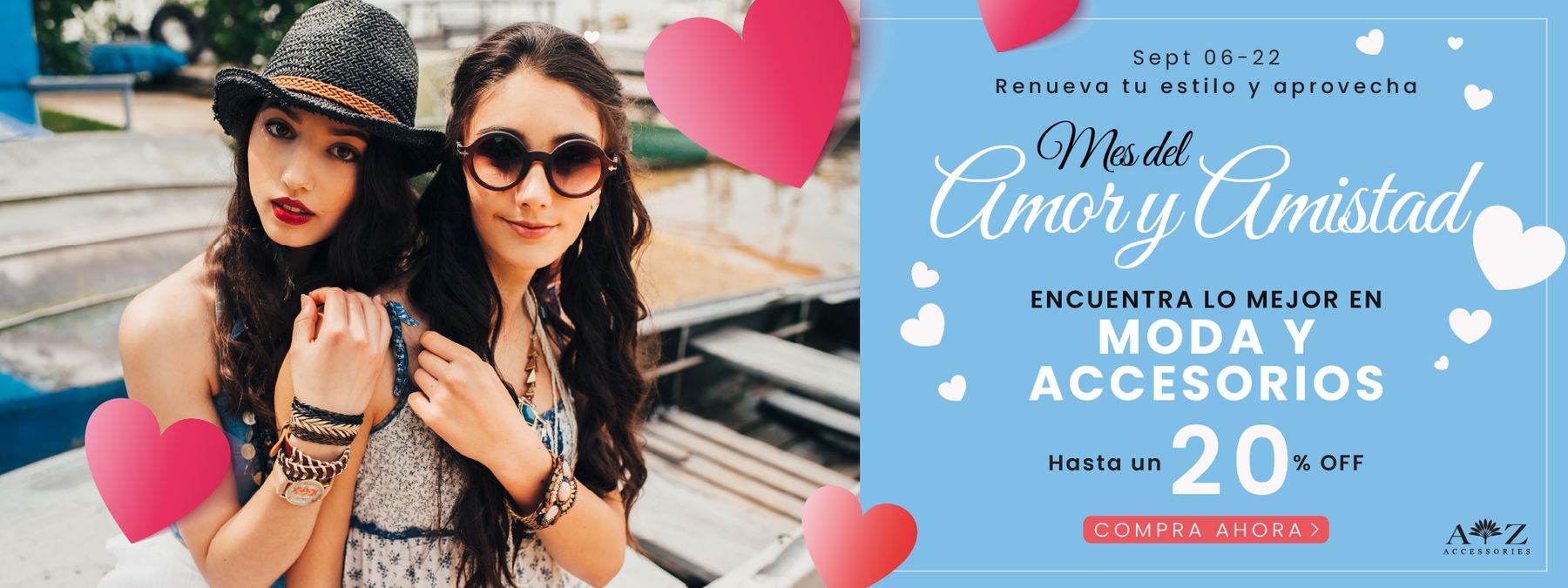 Banner de portada para el mes del amor y la amistad.