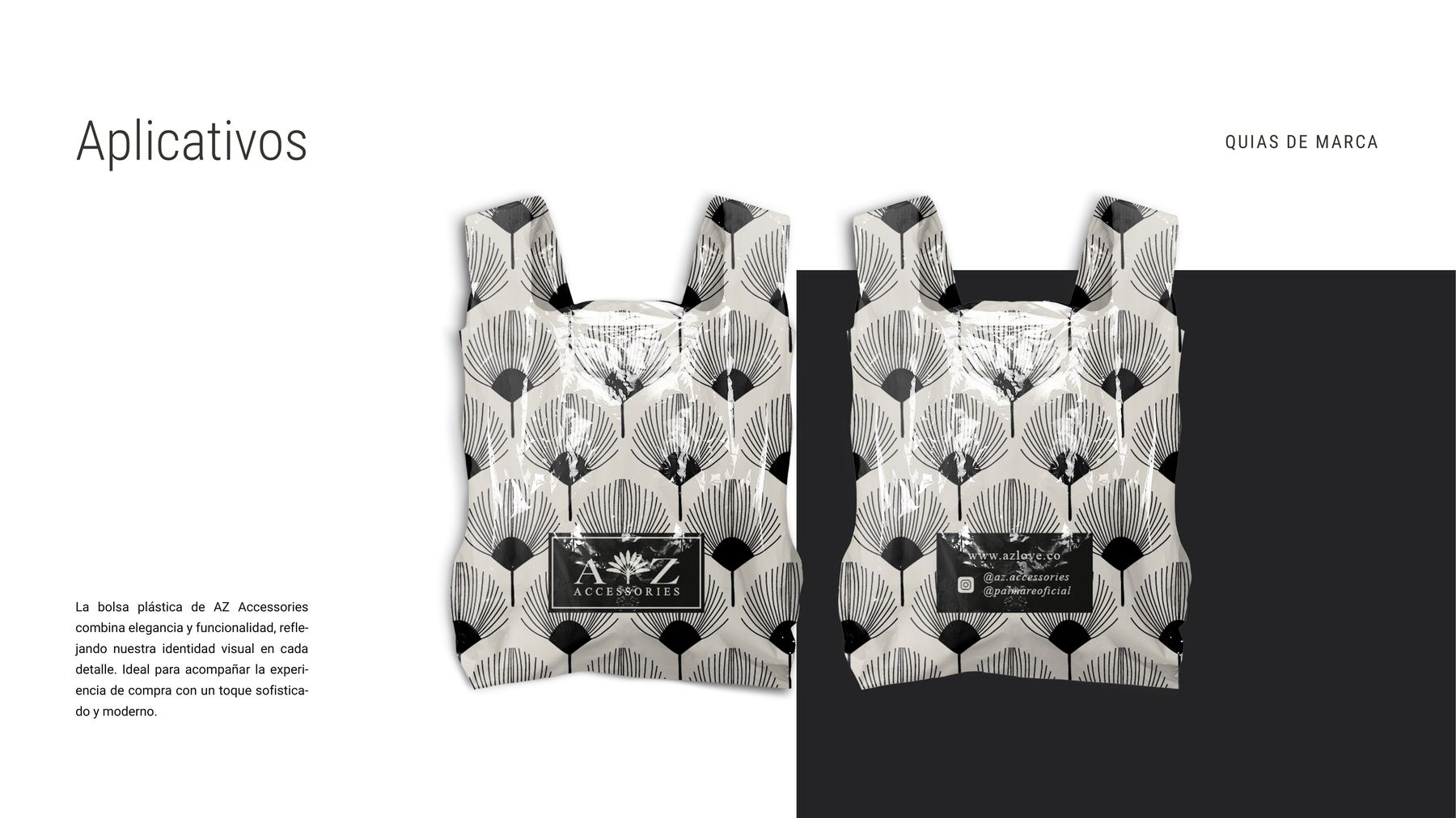El patron art deco de AZ aplicado a la bolsa. De aqui sale el empaque de tienda.