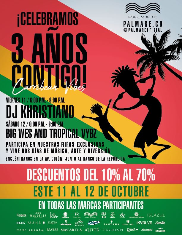 Cartel del evento en carta: DJ Khristiano el viernes, Big Wes and Tropical Vybz el sabado.