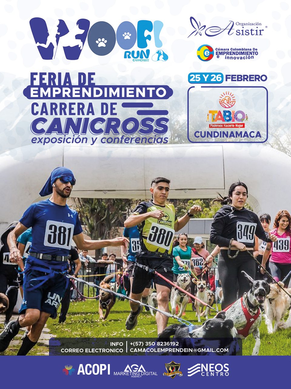 Afiche de Woof Run 2023 — feria de emprendimiento y carrera de canicross