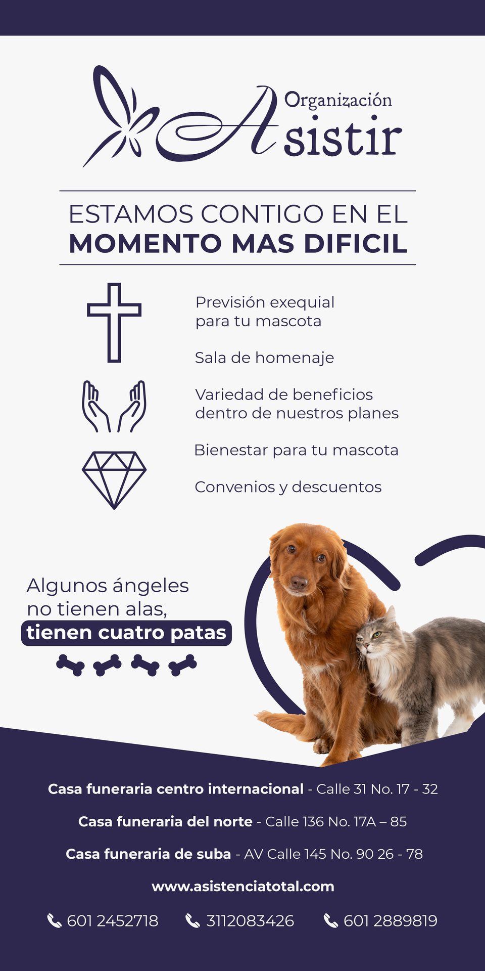 Pendón de previsión exequial para mascotas — formato 1:2 para punto de venta
