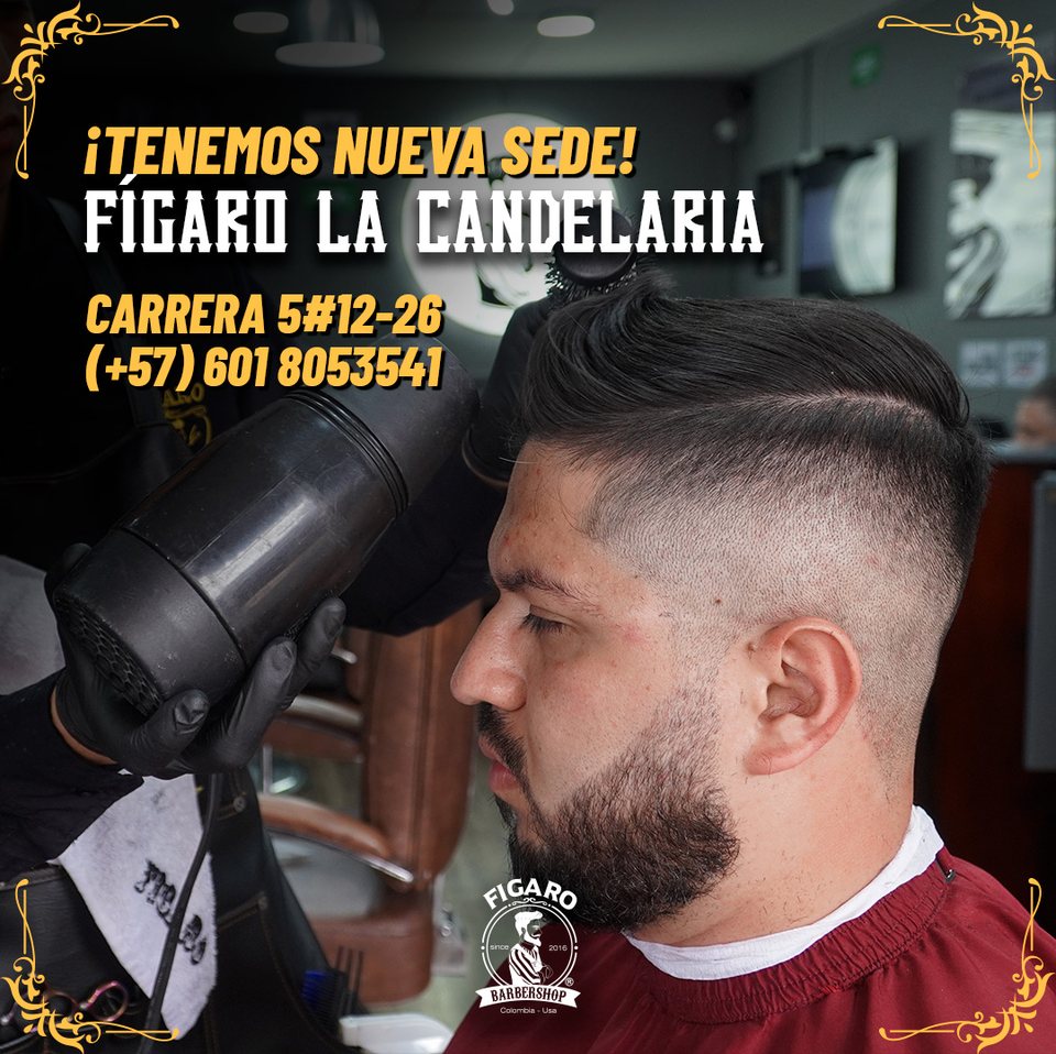 Pieza de feed que anuncia la apertura de Fígaro La Candelaria, sobre una fotografía de un corte terminado
