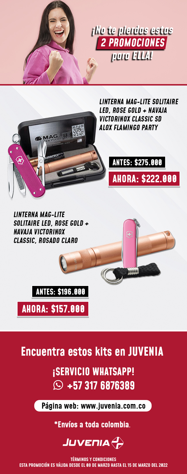 Versión compacta de la promoción para ella con dos kits
