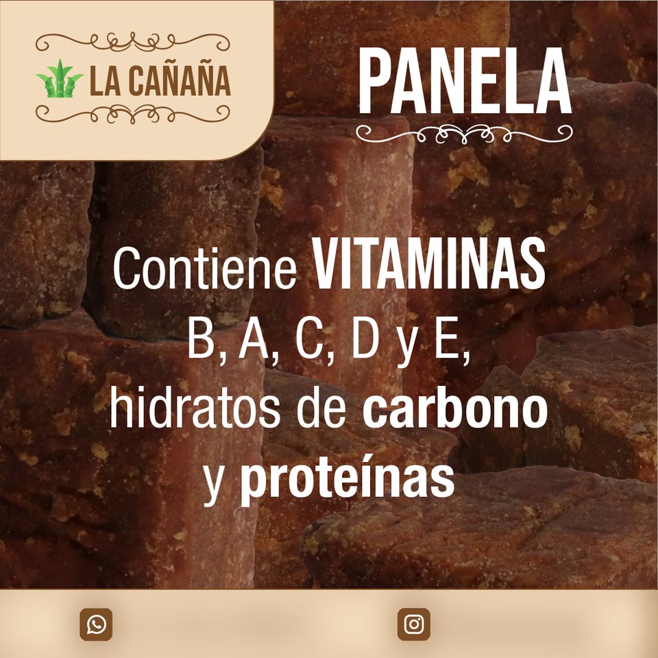 Panela sobre fondo de panelas apiladas: las vitaminas y proteínas que aporta