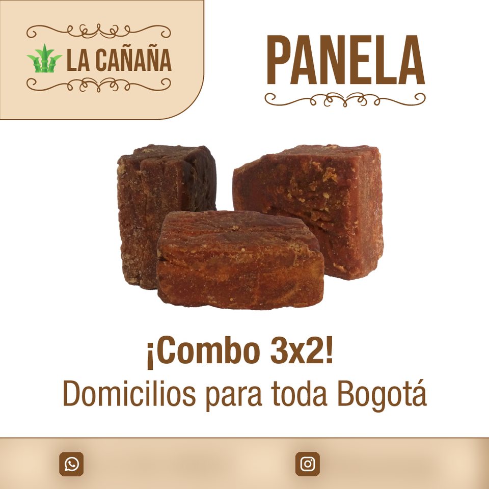 Panela: tres bloques recortados, «combo 3x2, domicilios para toda Bogotá»