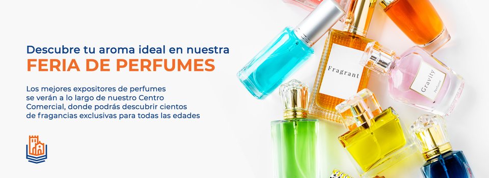 Feria de perfumes: titular a la izquierda, producto a sangre a la derecha