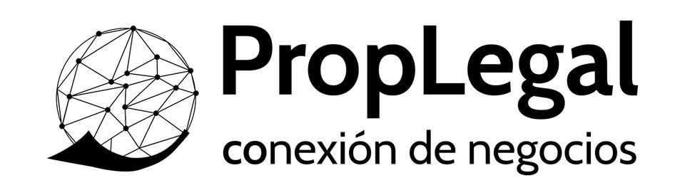 Logotipo horizontal de PropLegal en negro, con el isotipo al lado del nombre