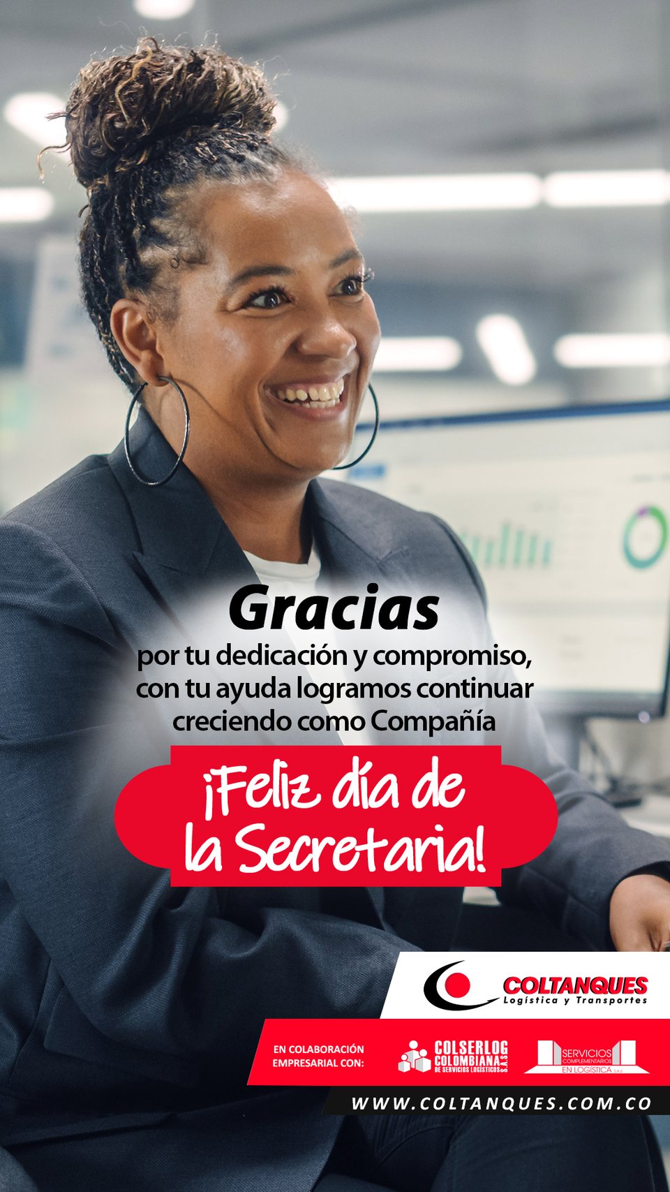 Día de la secretaria en 9:16: el retrato se recorta a vertical y el saludo baja al pie