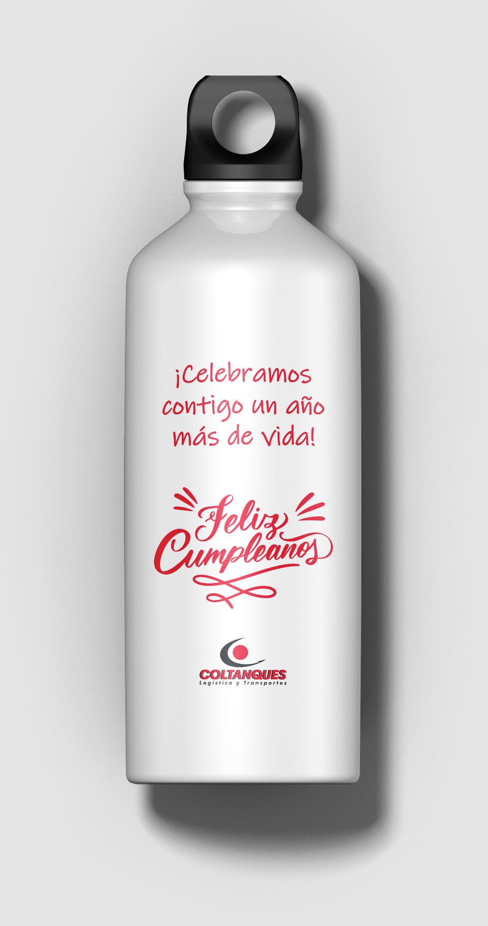 Termo de cumpleaños con el saludo de la compañía