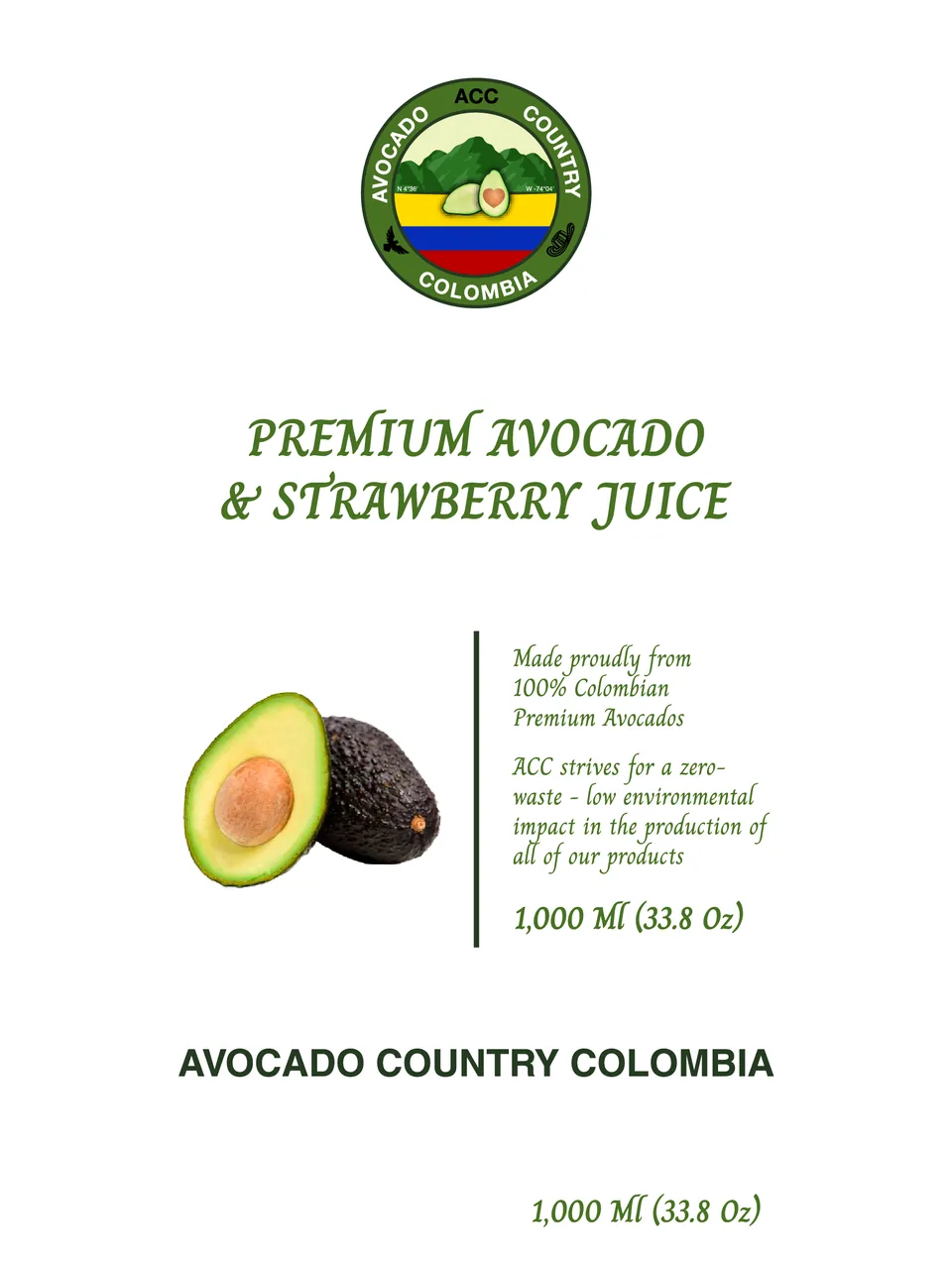 Arte plano del frente de la etiqueta del jugo de fresa.