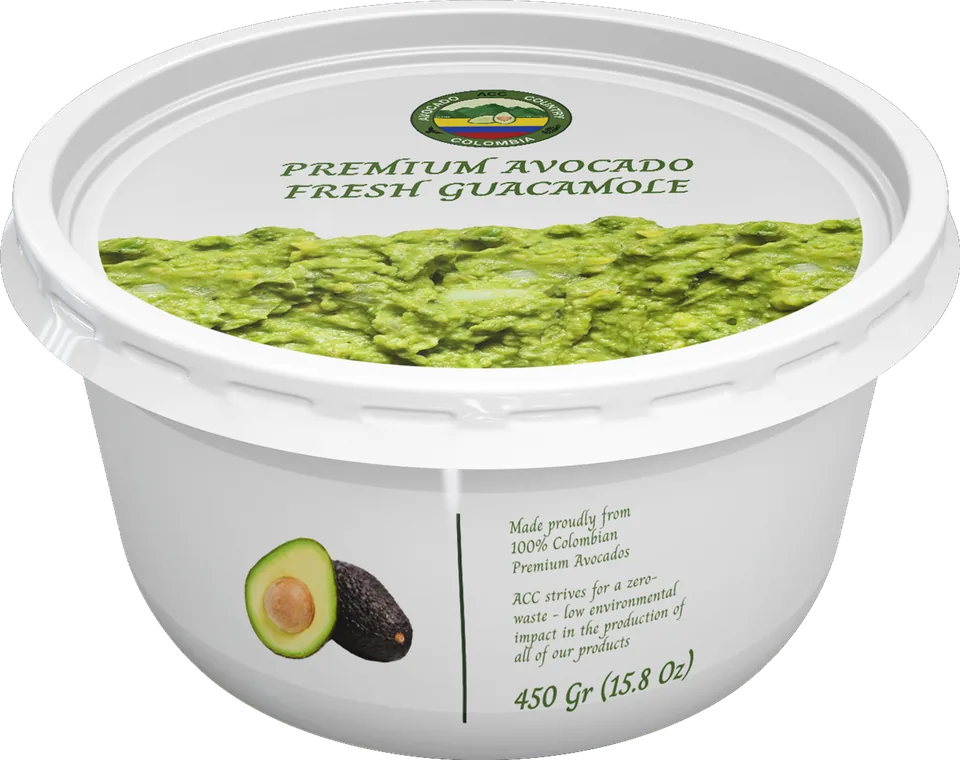 Envase de guacamole fresco de 450 gramos.