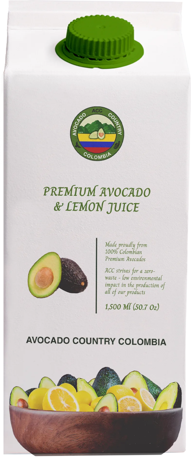 Caja de jugo de aguacate y limón de 1.500 ml.
