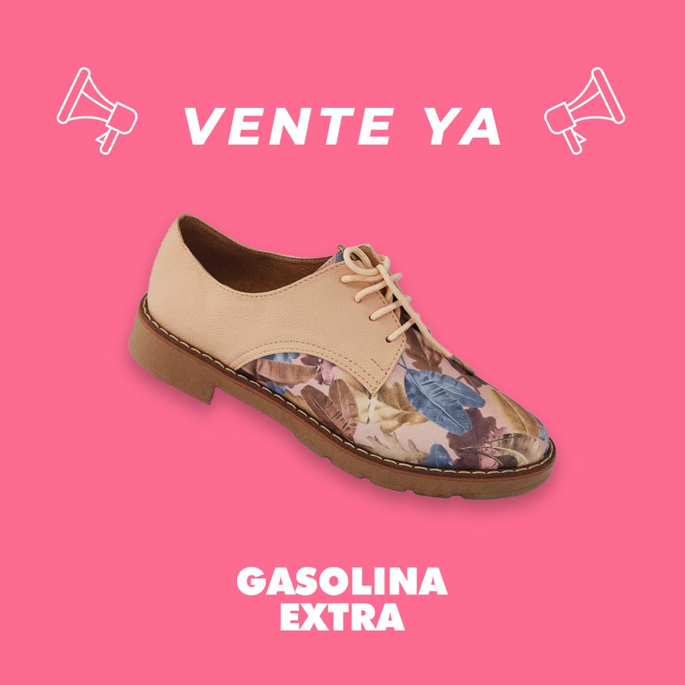 Vente ya: zapato de cordón con estampado floral sobre rosa