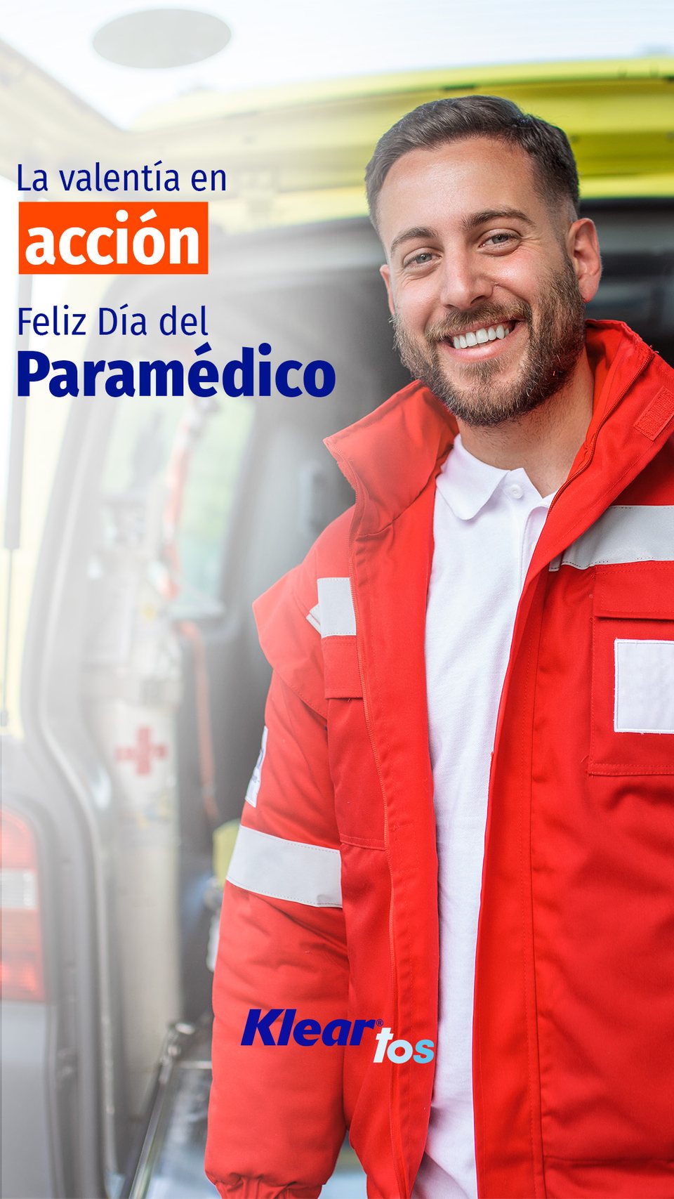 Dia del Paramedico en los dos formatos: la ambulancia se pierde al pasar a vertical y el encuadre se cierra sobre el retrato